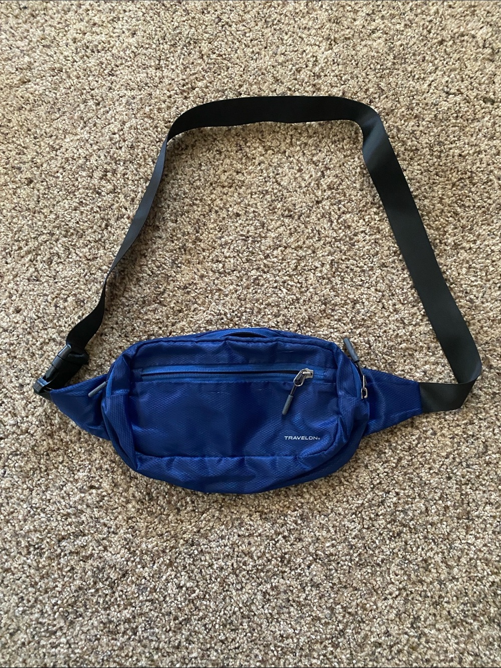 Unisex Travelon Blue Waist Pack with Black Strap
